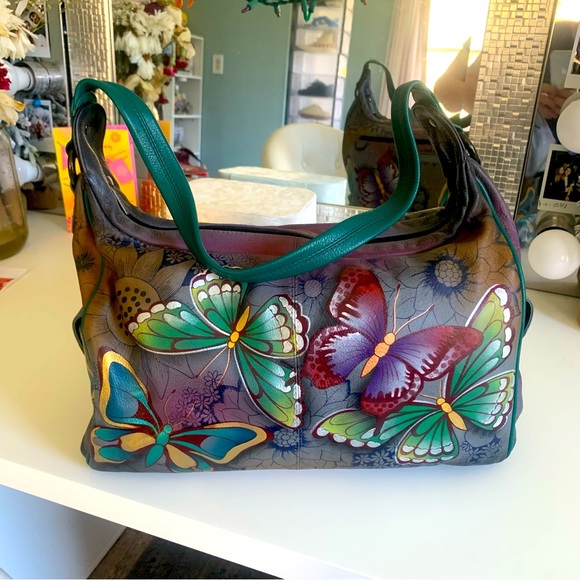 Anuschka Butterfly large RARE shoulder bag - Picture 2 of 9